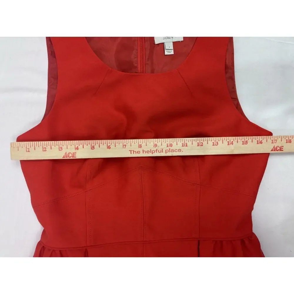 J. Crew Wool Blend Sleeveless A-Line Allie Dress Pleated Pockets Poppy Red Sz 6